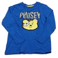 Safírové triko s medvídkem Pudsey z flitrů George