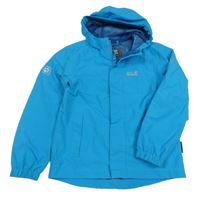 Azurová šusťáková jarní funkční bunda s kapucí Jack Wolfskin