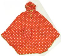 Červené puntíkaté šusťákové pončo s kapucí 