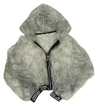 Sivo-hnedá farebná tylová vzorovaná crop bunda s kapucňou River Island