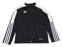 Černo-bílá sportovní propínací funkční mikina s logem Adidas