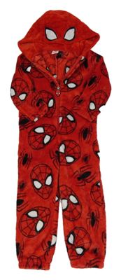Červená chlupatá mikina - Spiderman a kapucí 
