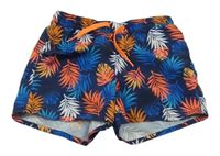 Modro-oranžovo-bílé vzorované plážové kraťasy Milux
