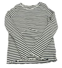 Bílo-černé pruhované žebrované triko H&M