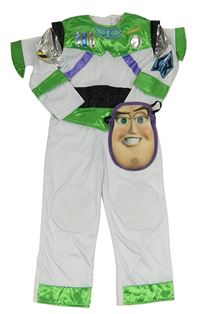 Kostým - 2set - Bílo-zelený overal - Buzz + maska Disney