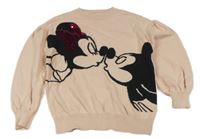 Světlerůžový svetr s Mickeym, Minnie a flitry Disney