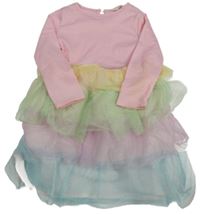 Světlerůžové šaty s duhovou tylovou sukní H&M