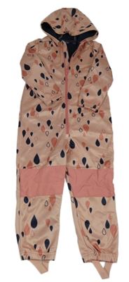 Světlerůžová softshellová kombinéza s kapkami a kapucí Lupilu