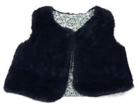 Tmavomodrá kožušinová vesta