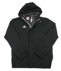 Černá šusťáková nepromokavá bunda s kapucí Adidas