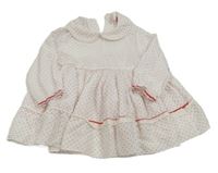 Bílé plátěné šaty s puntíky a límečkem St. Bernard