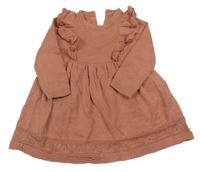 Starorůžové pletené šaty s volánky Tu