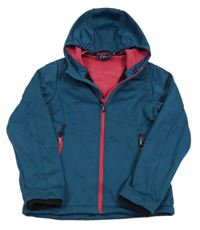 Petrolejová melírovaná softshellová funkční bunda s kapucí CMP