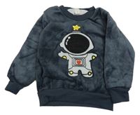 Tmavosivá plyšová mikina s kosmonautem