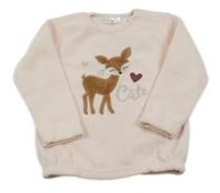 Svetloružová fleecová mikina so srnkou a srdiečkami Ergee