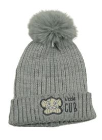 Sivá rebrovaná čapica so Simbou a brmbolcom Disney