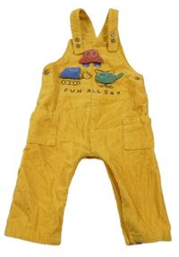 Horčicové menšestrové na traké nohavice s dopravními prostředky Next