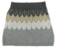 Sivo-bielo-béžová úpletová sukňa s listami H&M