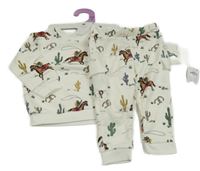 Nové -2set - Smetanová tepláková sopurava s kaktusy Primark