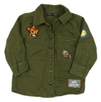 Khaki riflová košile s nášivkami Next