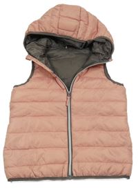 Světlerůžová šusťáková prošívaná zateplená vesta s kapucí Kiki&Koko
