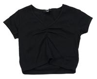 Černé žebrované crop tričko New Look