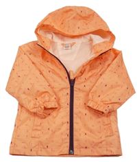 Korálová šušťáková jarná bunda s šípmi  a kapucňou Quechua