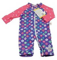 Nové - Fialovo-ružový kvetovaný UV overal