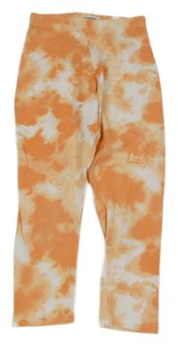 Oranžovo-biele batikované crop legíny Primark