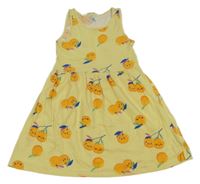 Žlté bavlnené šaty s citrusy H&M