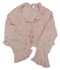 Světlerůžové zavazovací bolérko s volánikmi H&M
