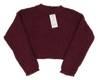 Nové - Vínový crop sveter New Look