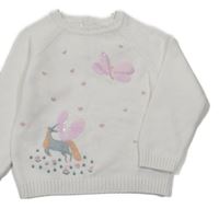 Biely sveter s motýly a flitrami Nutmeg