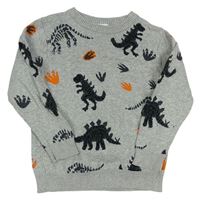 Sivý sveter s dinosaurami F&F