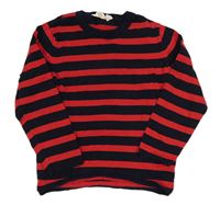 Červeno-tmavomodrý pruhovaný sveter H&M