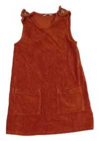 Hrdzavé zamatové rebrované šaty M&Co.