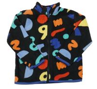 Černá fleecová propínací mikina s čísly Primark