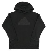 Černá mikina s logem a kapucí Adidas 