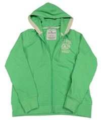 Zelená propínací mikina s nápisem a kapucí Tom Tailor