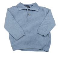 Modrý vzorovaný sveter s golierikom Next