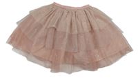 Svetloružová trblietavá tylová vrstvená sukňa H&M