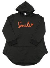 Čierna mikina s nápisom a kapucňou Shein