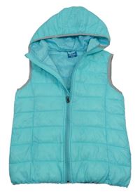 Tyrkysová šusťáková prošívaná zateplená vesta s kapucí Alive