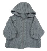 Sivý vzorovaný prepínaci sveter s kapucňou