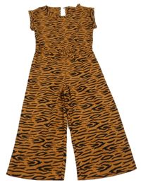 Béžovo-černý vzorovaný culottes overal 