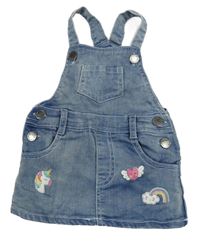 Modré riflové laclové šaty s jednorožcem Losan