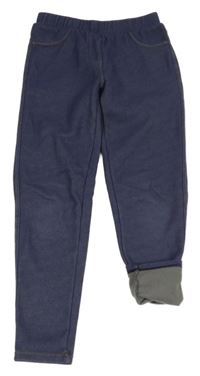 Tmavomodré zateplené legíny riflového vzhledu Yigga