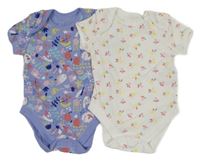 2x - Bílé body s kytičkami + fialové body s obrázky George 