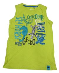 Limetkové tílko se zvířátky a nápisy C&A