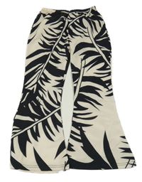 Béžovo-čierne vzorované flare ľahké nohavice